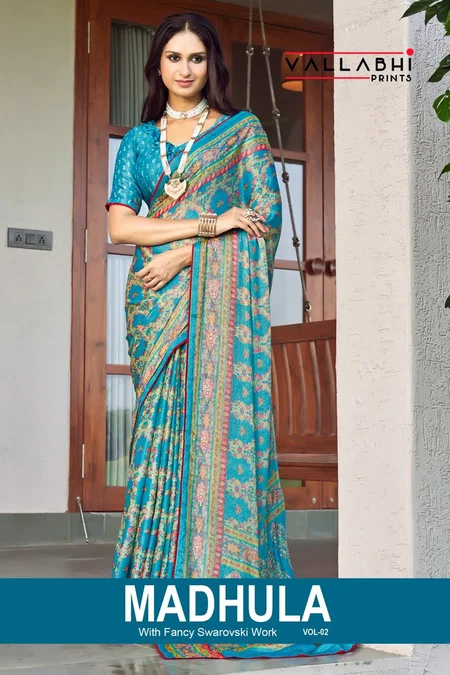 Madhula Vol 2 By Vallabhi Chiffon Brasso Printed Surat Saree Wholesale Market 

